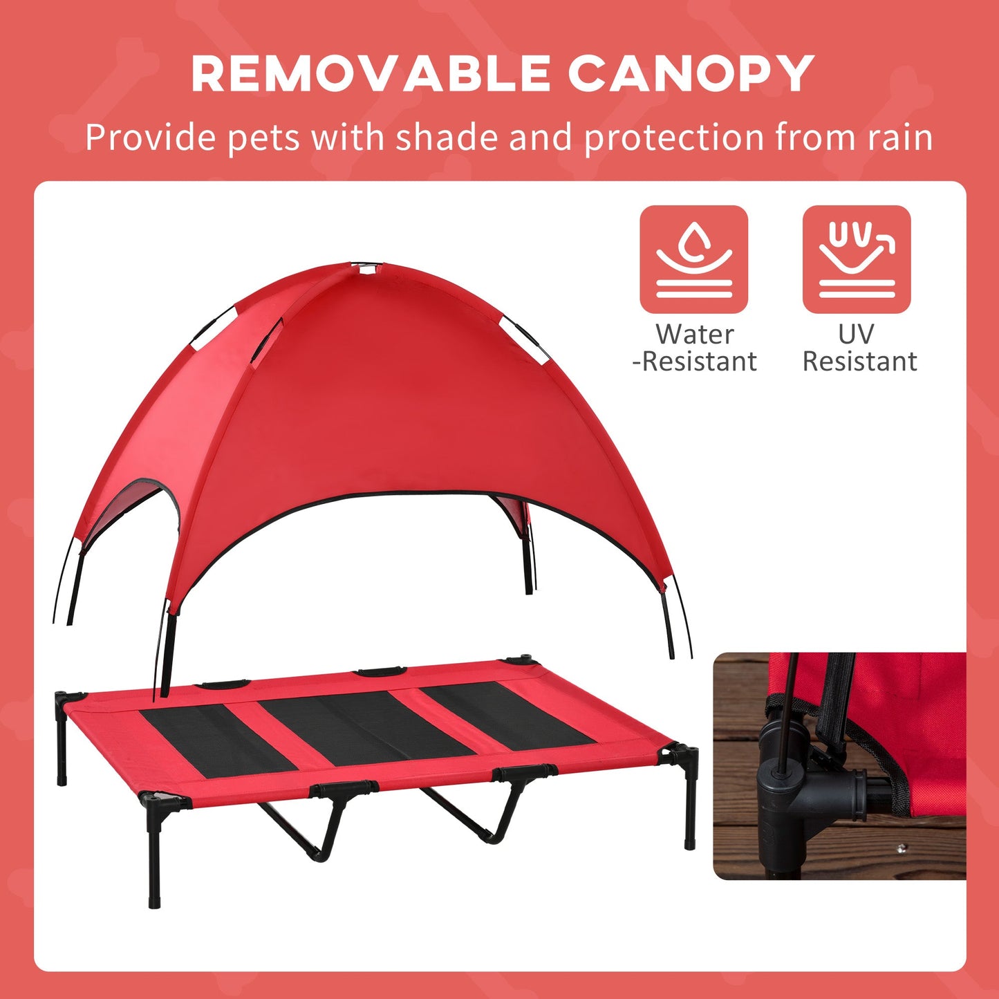 Elevated Cooling Outdoor Foldable Dog cot Bed | Steel frame | UV Protection | Canopy Shade