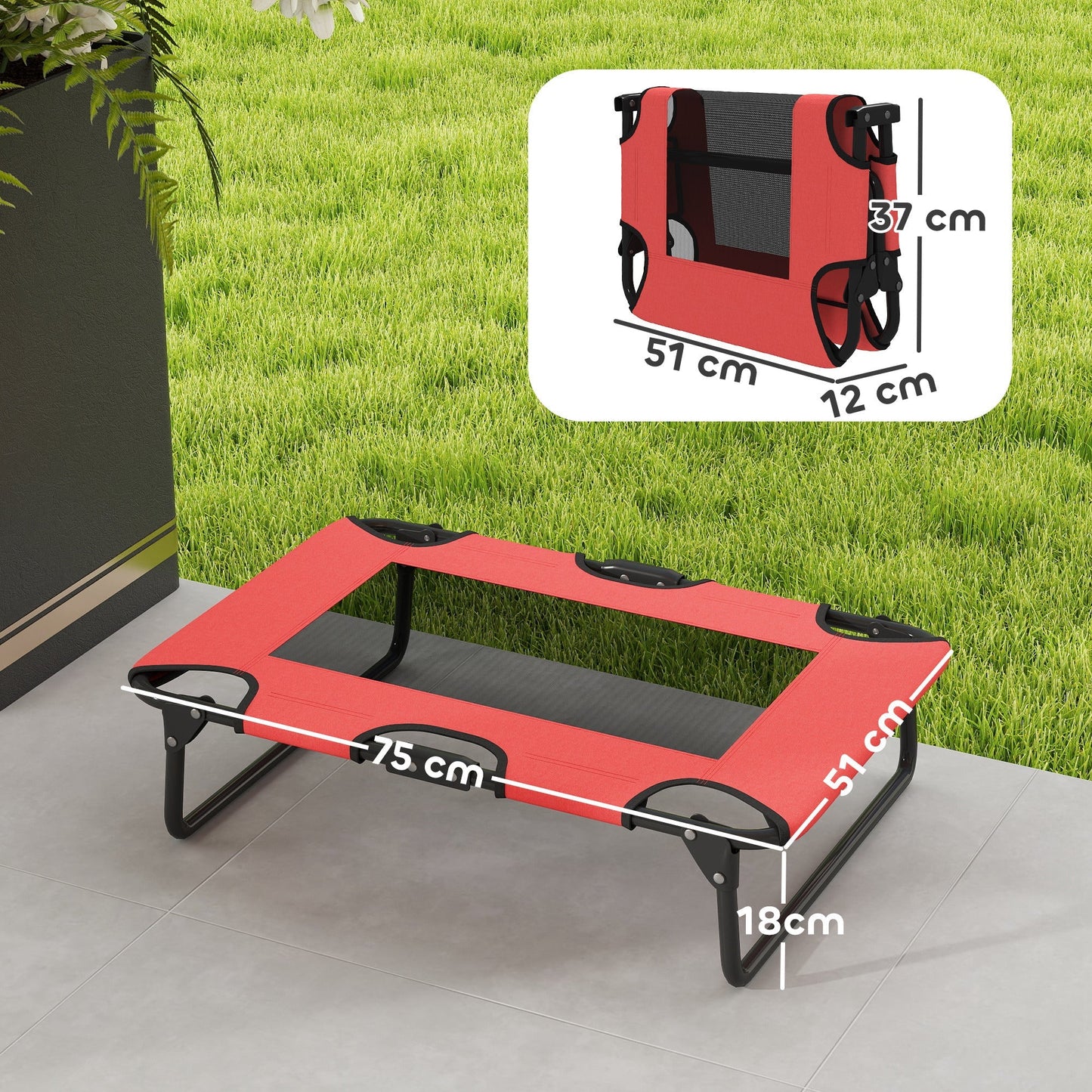 Elevated Outdoor Foldable Cooling Dog Bed | Breathable Mat | Steel frame dog bed