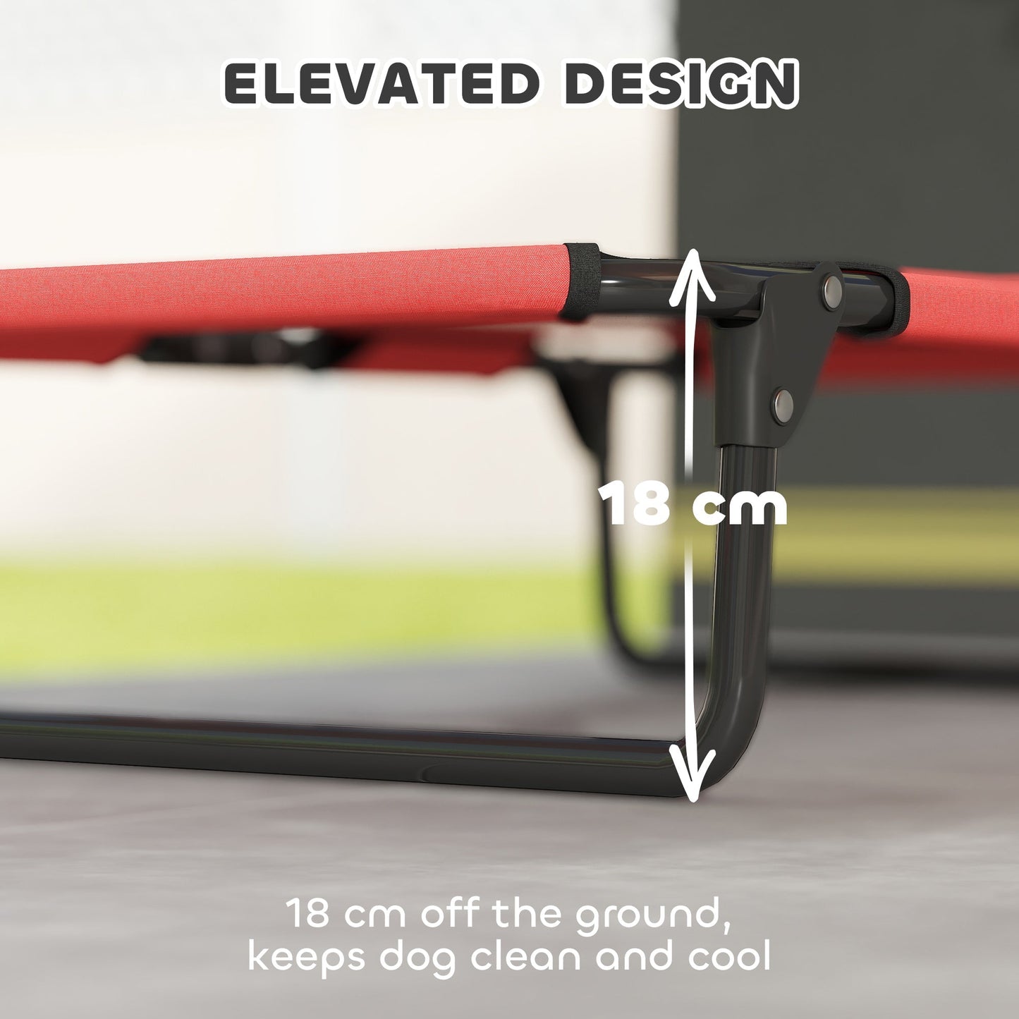 Elevated Outdoor Foldable Cooling Dog Bed | Breathable Mat | Steel frame dog bed